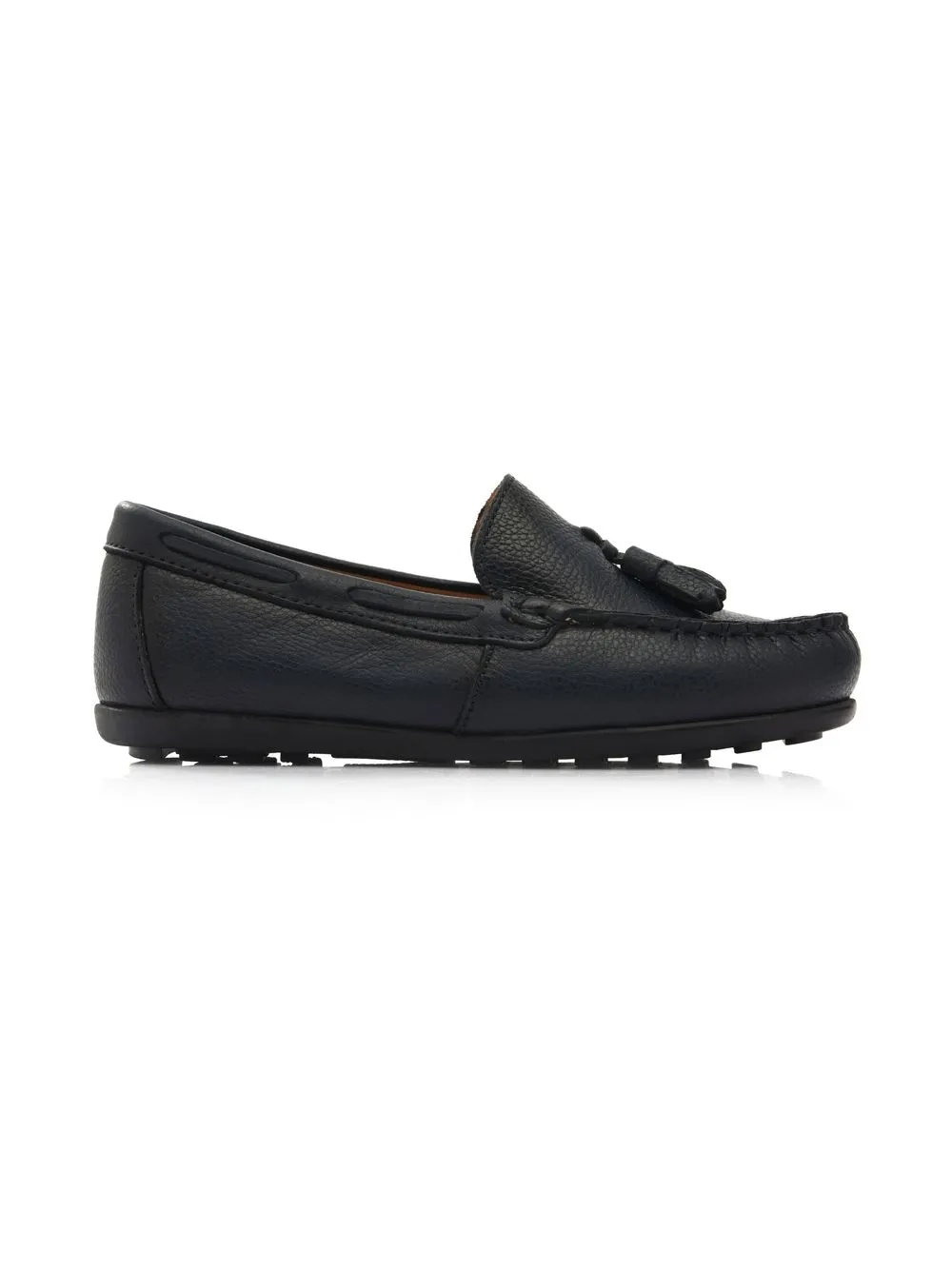 Moustache Tassel-front Faux Leather Loafers - Blue 