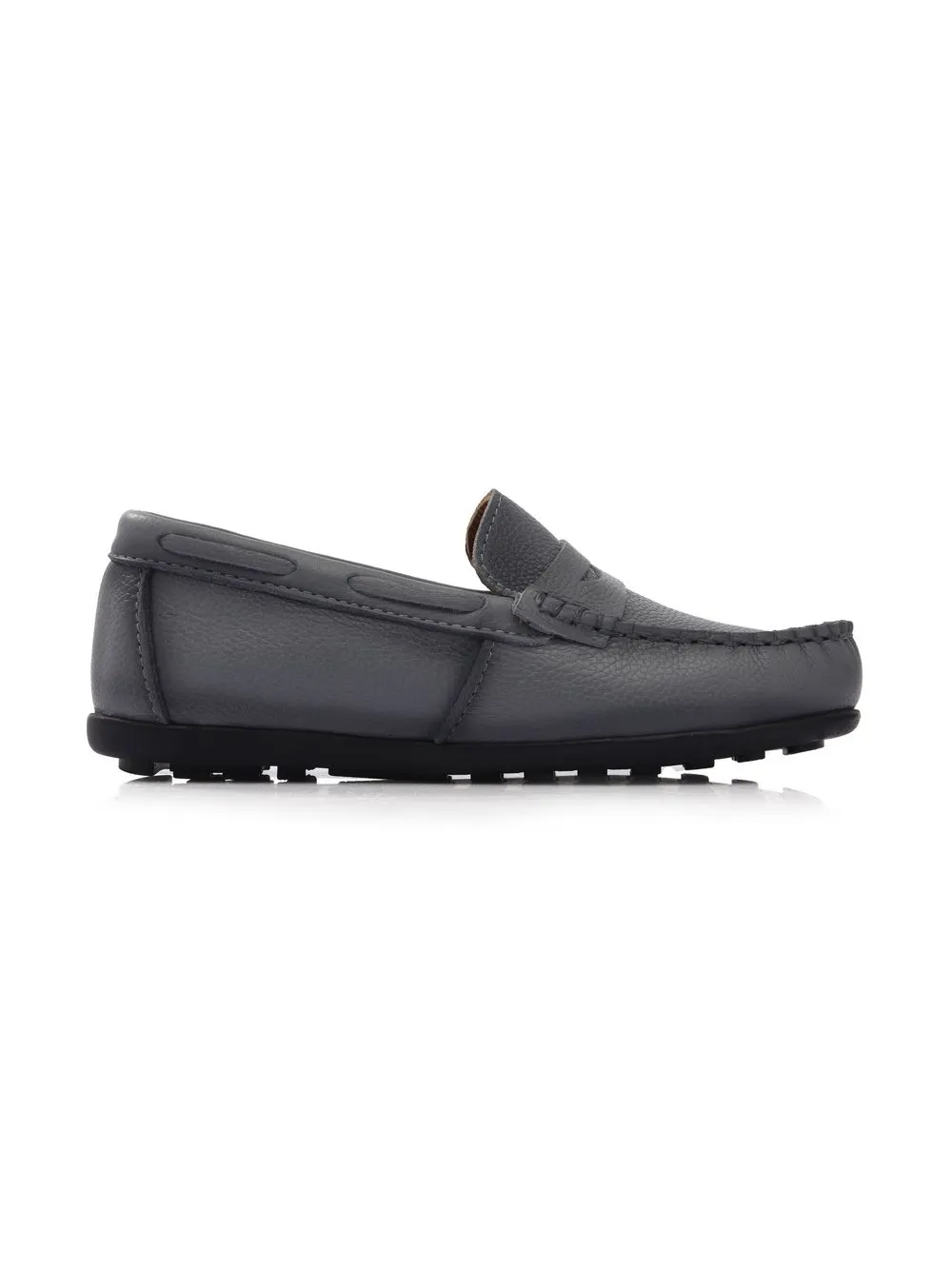  Moustache Leather Penny Loafers - Grey 