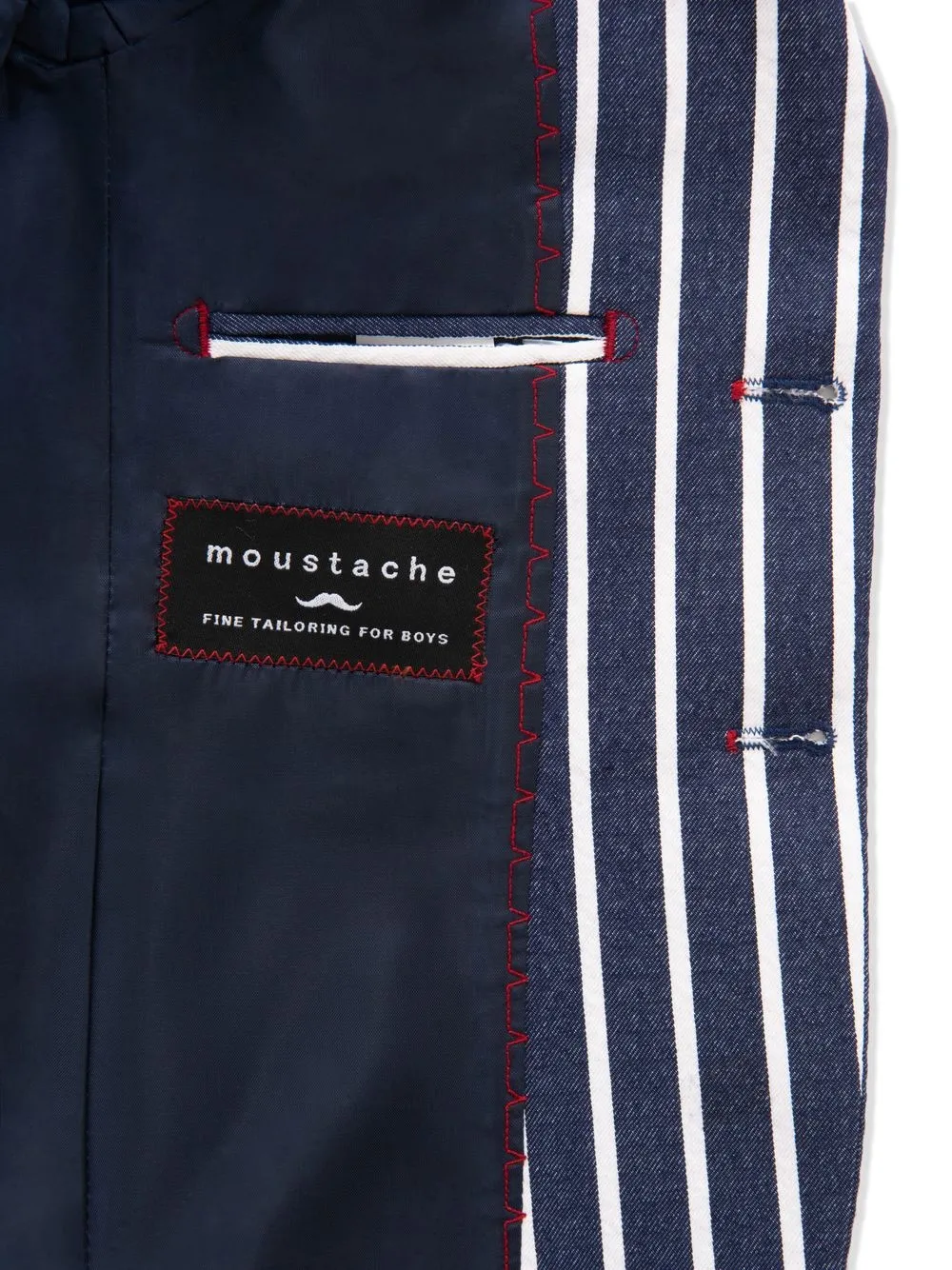  Moustache Striped Single-breasted Blazer - Blue 