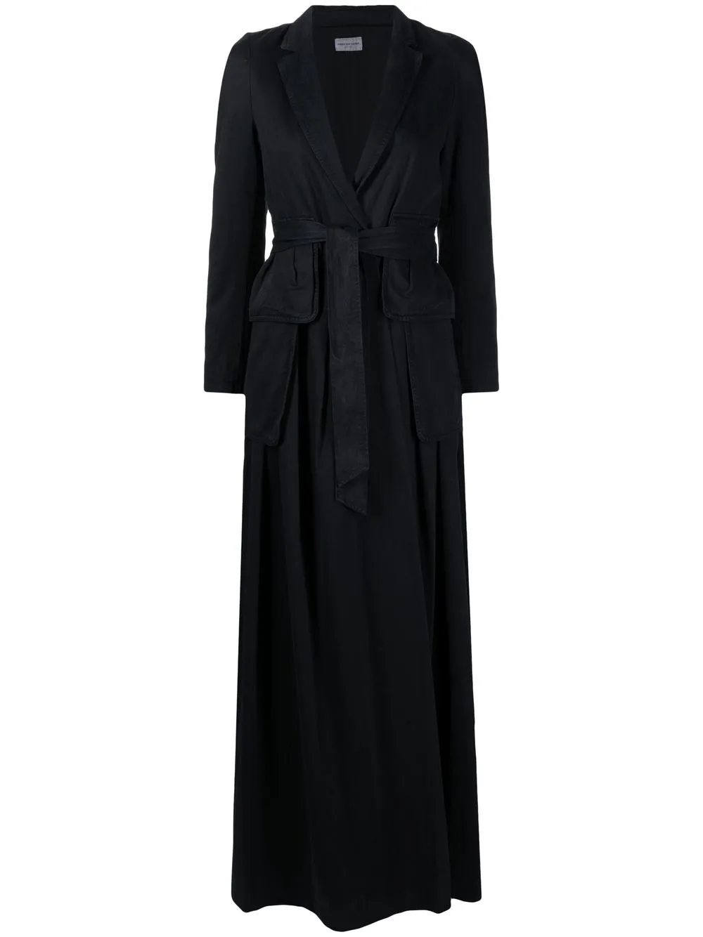 

Dries Van Noten Pre-Owned belted pleated trench coat - Black