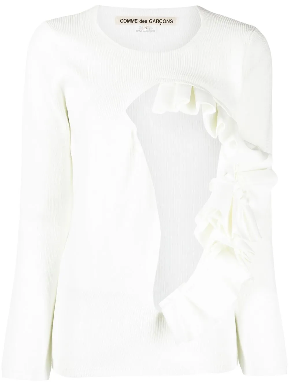 

Comme Des Garçons Pre-Owned 2010 cut-out ruffled jumper - White