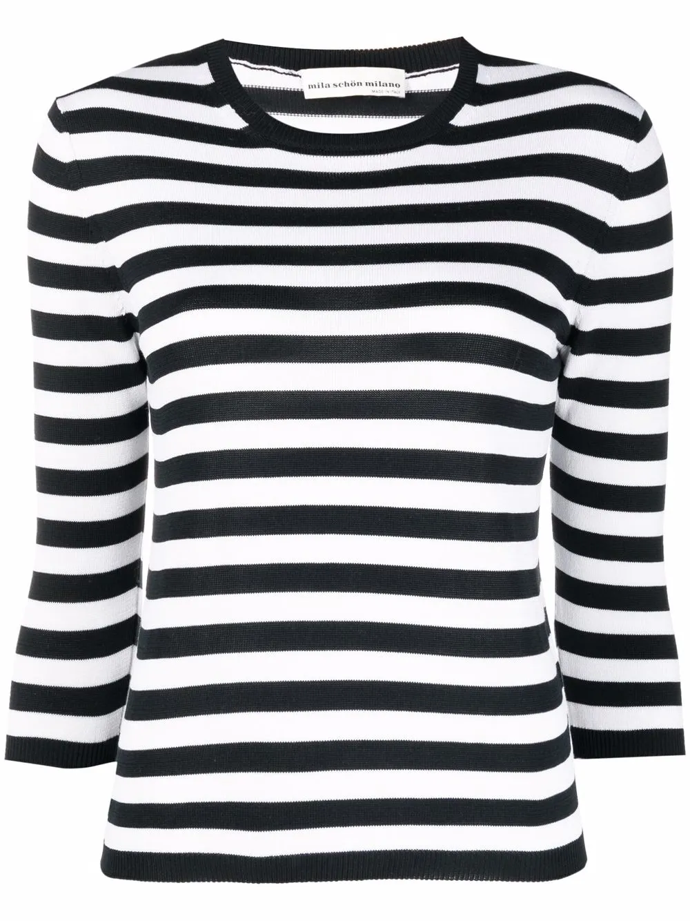 Mila Schön Striped Three-quarter Sleeve Jumper In Blue