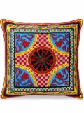 Dolce & Gabbana large Carretto-print velvet cushion - Red