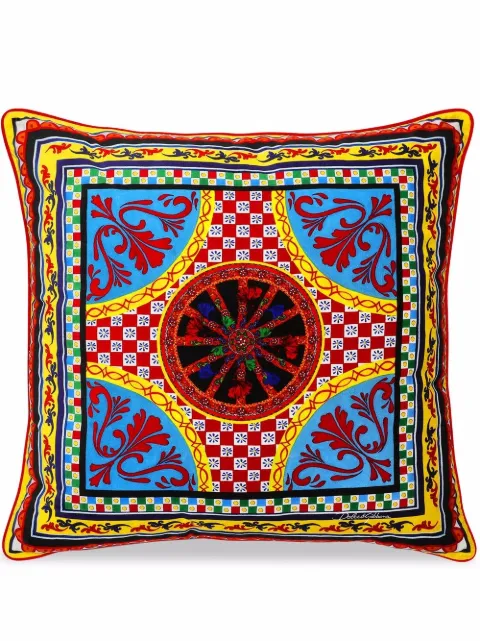 Dolce & Gabbana large Carretto-print velvet cushion 