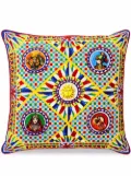 Dolce & Gabbana large Carretto-print velvet cushion - Yellow