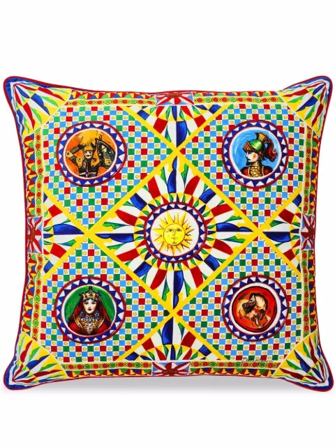 Dolce & Gabbana large Carretto-print velvet cushion