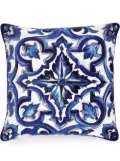 Dolce & Gabbana Mediterraneo velvet-trim cushion - Blue