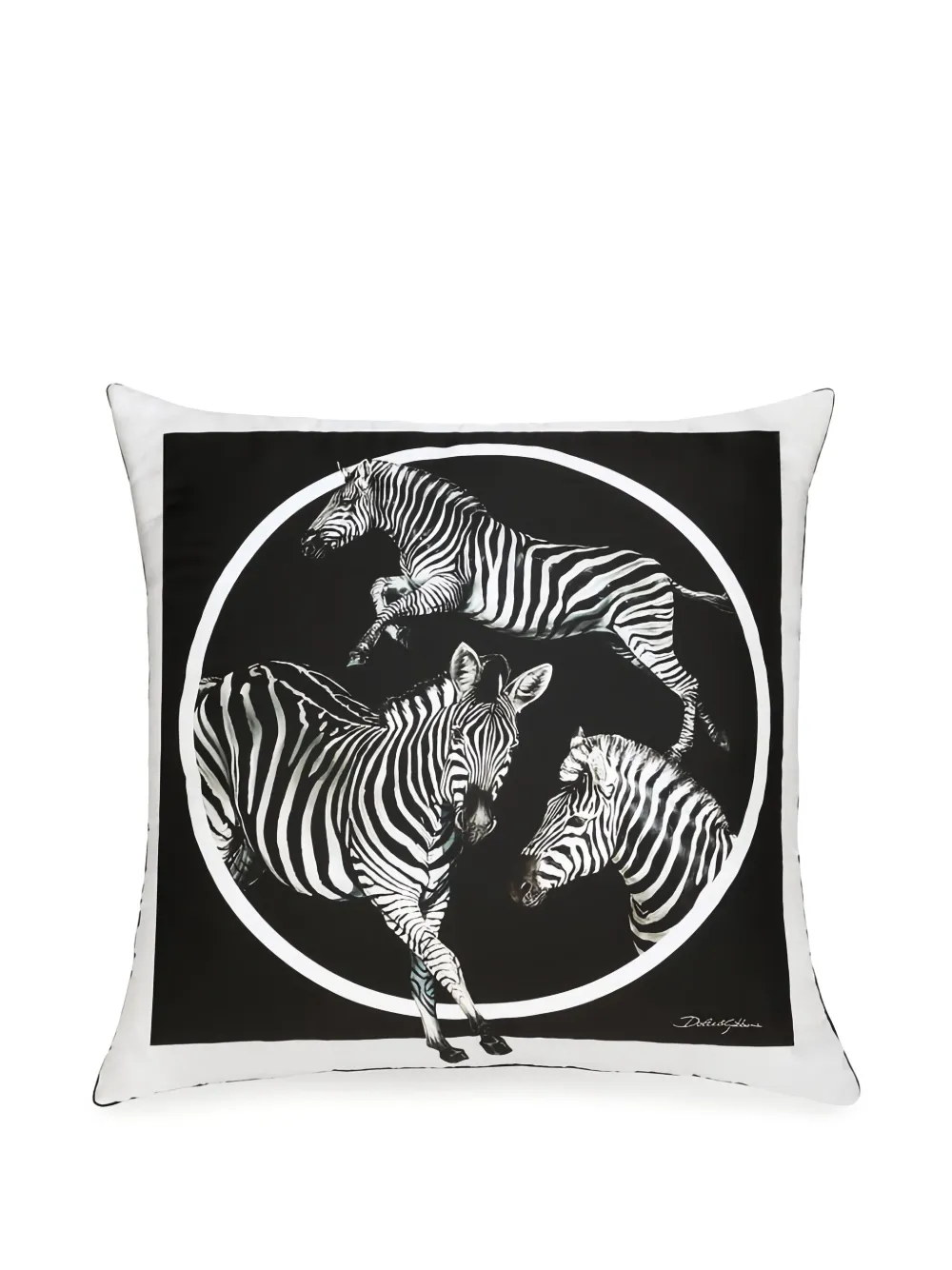 Dolce & Gabbana zebra-print silk cushion (75cm x 75cm) | White | Image 1
