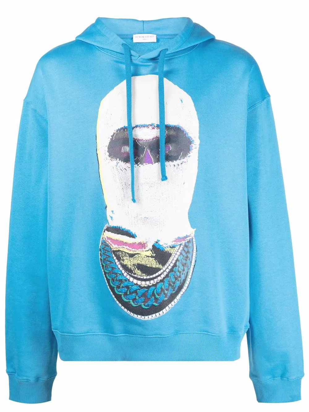 

Ih Nom Uh Nit mask-print hooded sweatshirt - Blue