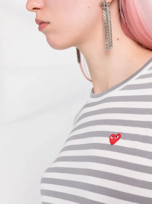 Comme Des Garçons Play ボーダー ロングTシャツ | グレー | FARFETCH JP