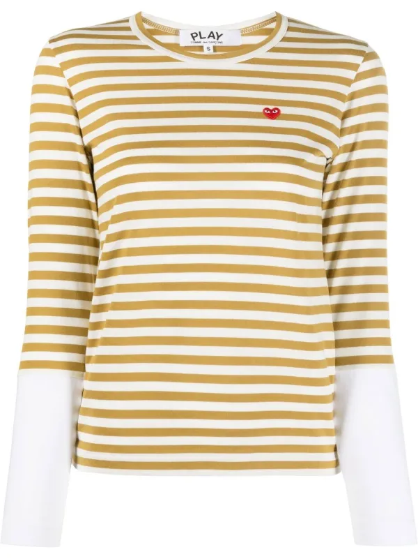 Comme Des Garçons Play ストライプ ロングTシャツ | グリーン