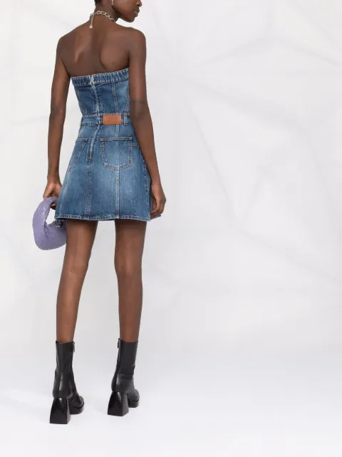 Alexander McQueen Strapless Denim Dress 