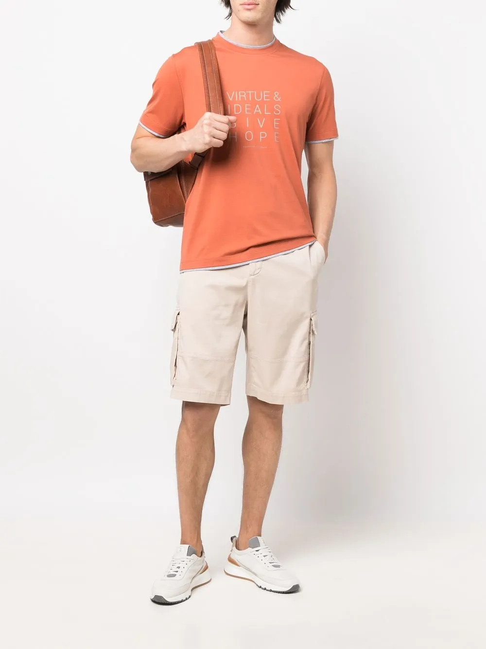 Brunello Cucinelli T-shirt met tekst - Oranje