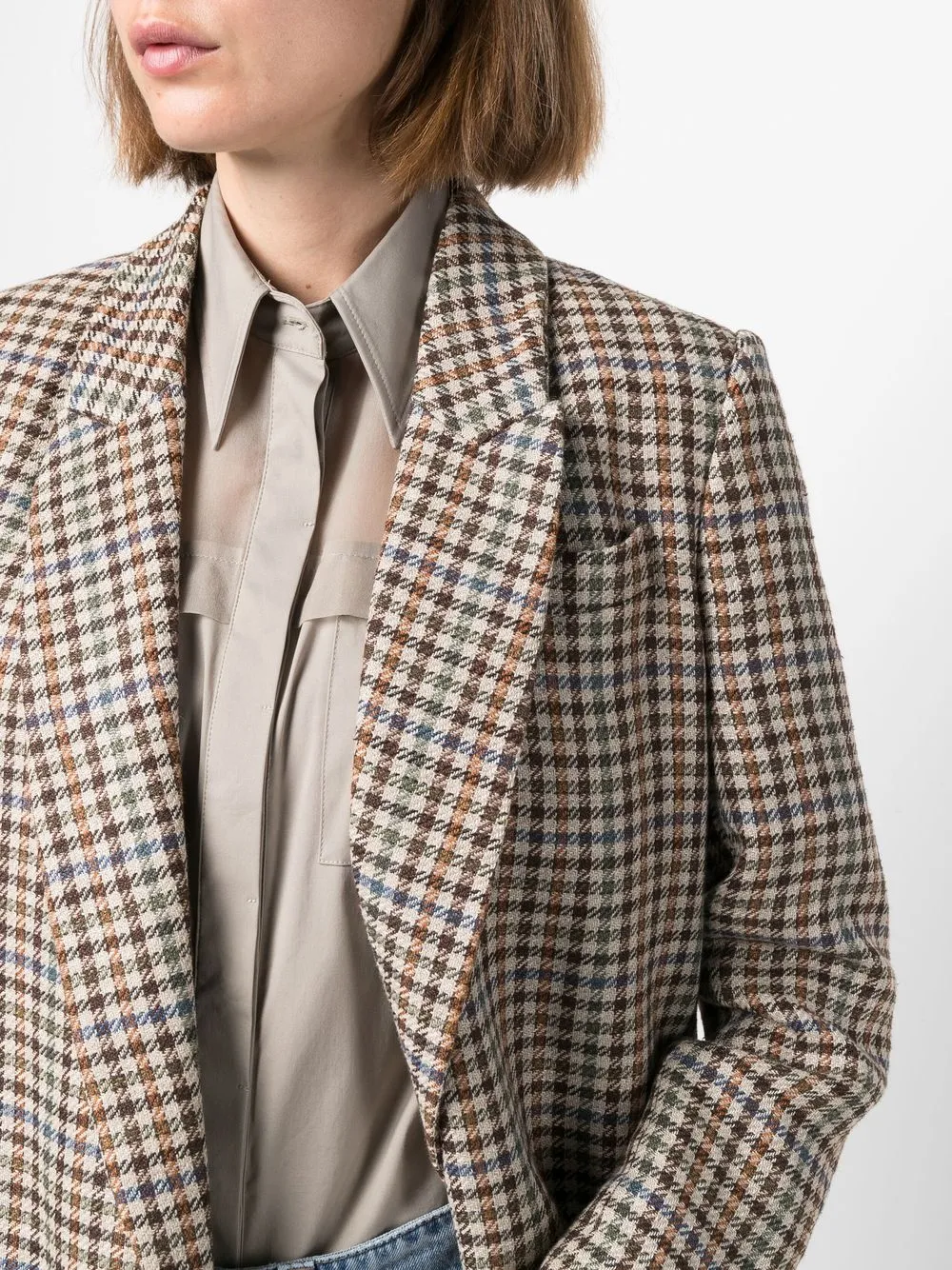 Brunello Cucinelli Houndstooth-pattern Single-breasted Blazer In Neutrals