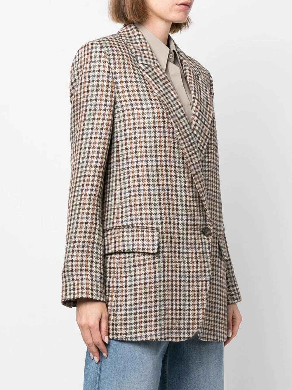 Brunello Cucinelli Houndstooth-pattern Single-breasted Blazer In Neutrals