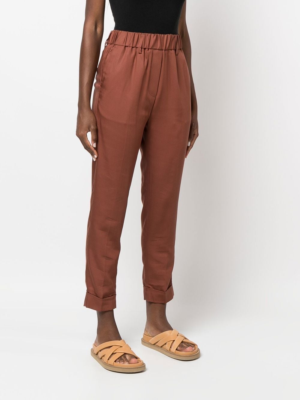 Shop Nine In The Morning Elasticated-waistband Detail Trousers In Brown