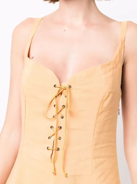 lace-up detail midi dress
