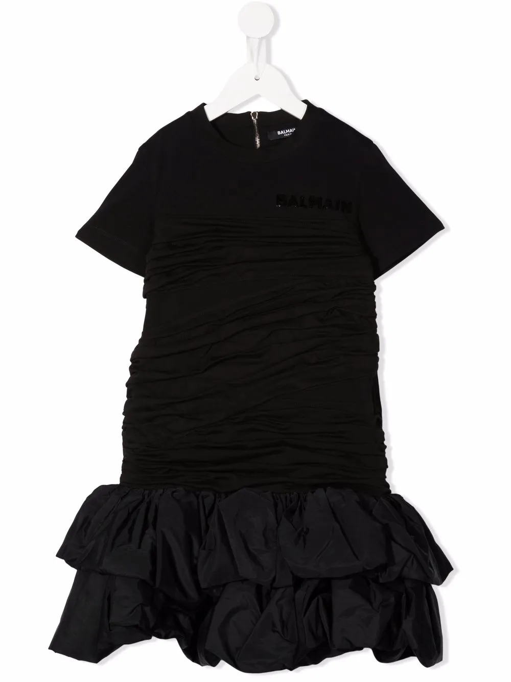 

Balmain Kids vestido midi con dobladillo de volantes - Negro