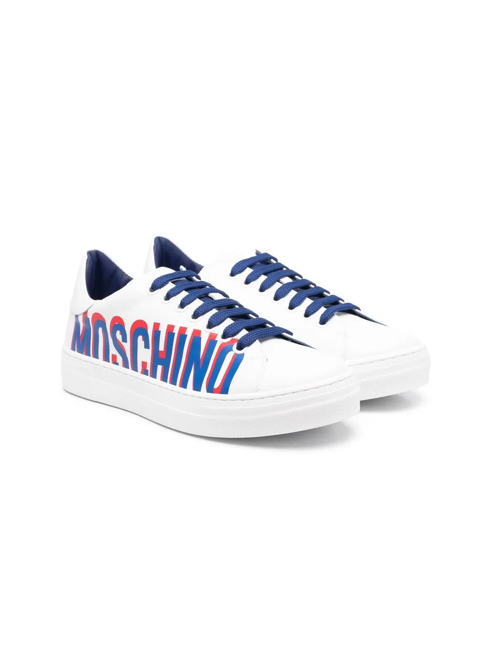 

Moschino Kids tenis bajos con logo estampado - Blanco