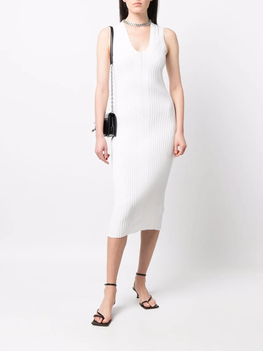 Helmut Lang Ribbed Knitted Midi Dress 