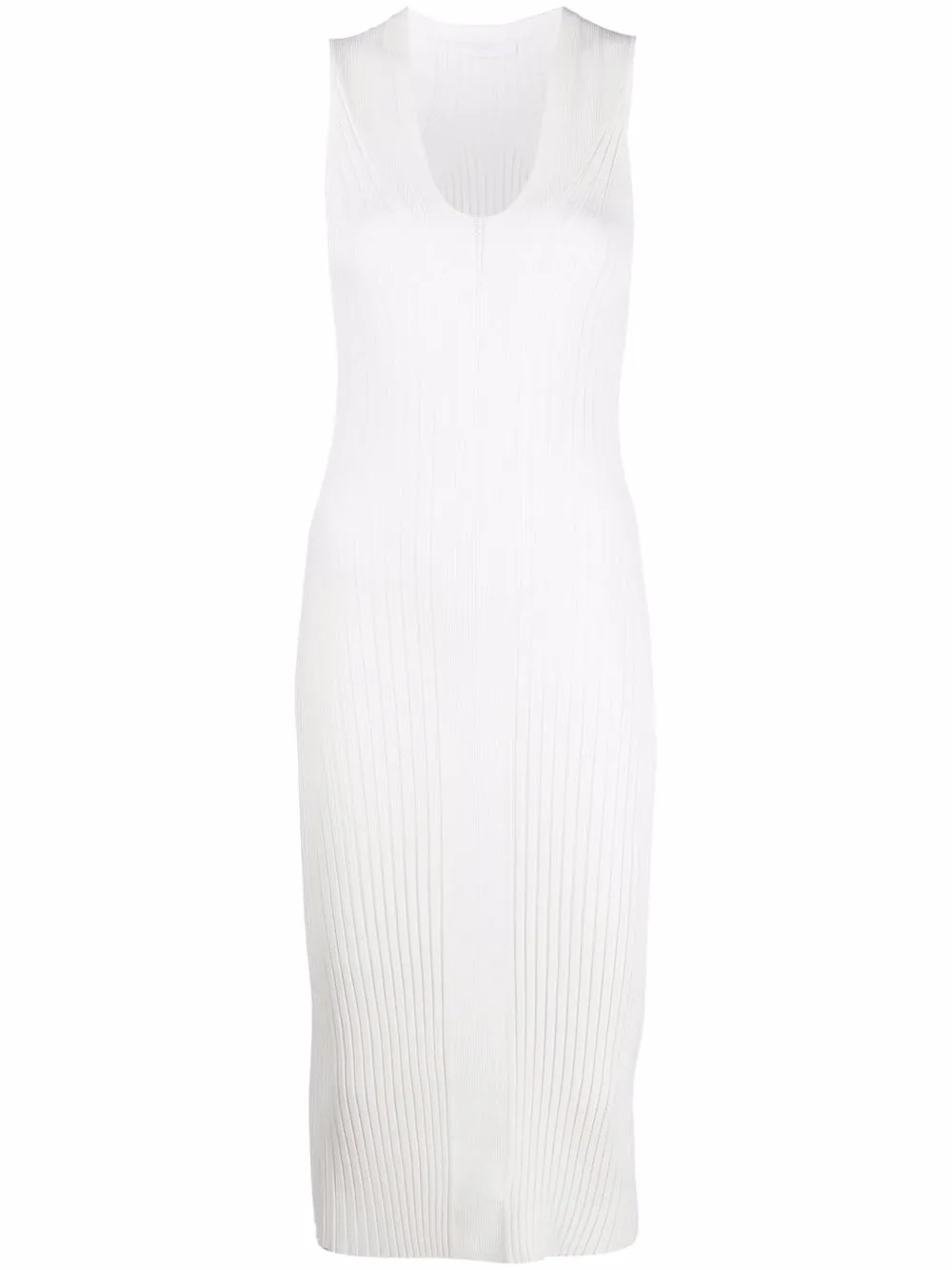 

Helmut Lang vestido midi tejido de canalé - Blanco