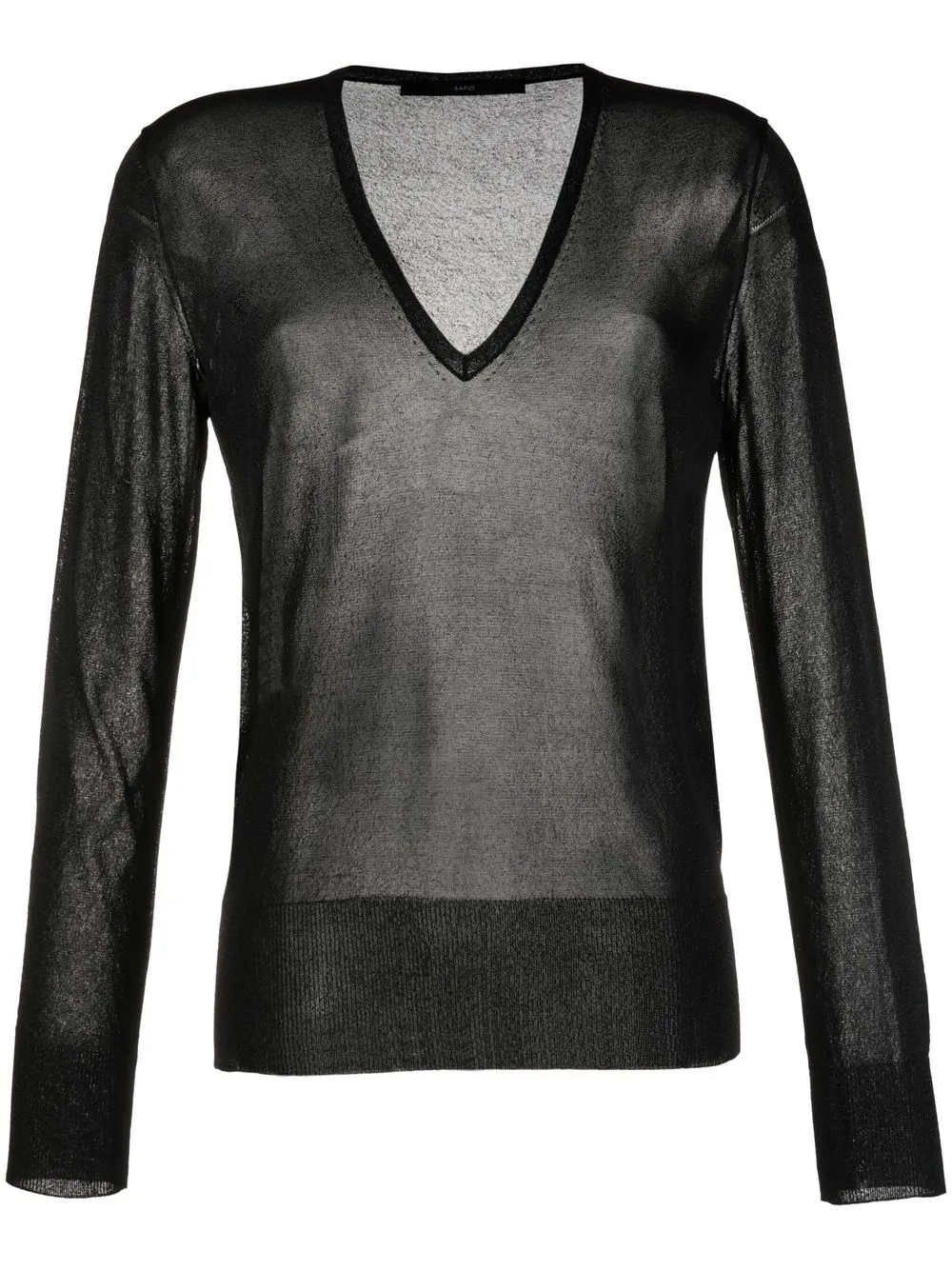 

SAPIO lamé-effect V-neck top - Black