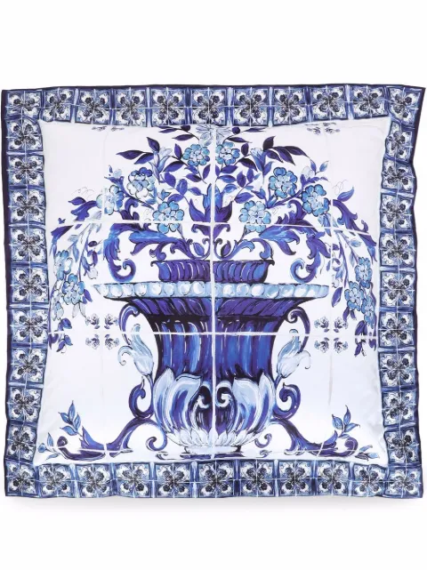 Dolce & Gabbana large Blu Mediterraneo-print duchesse cotton cushion