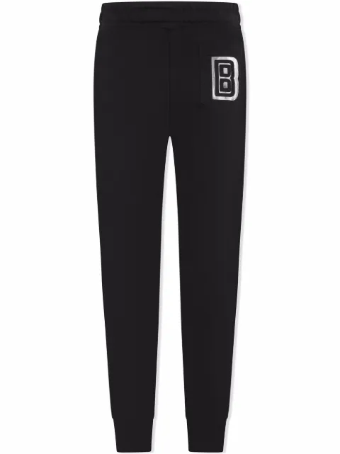 Balmain Kids TEEN logo-letter tapered joggers