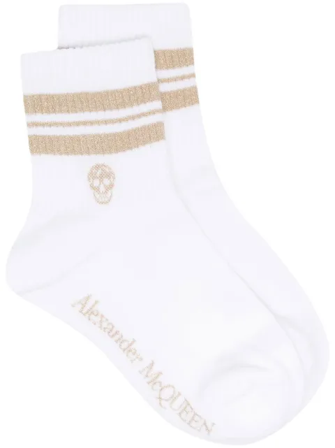 Alexander McQueen جوارب كاحل بخطوط ميتاليك