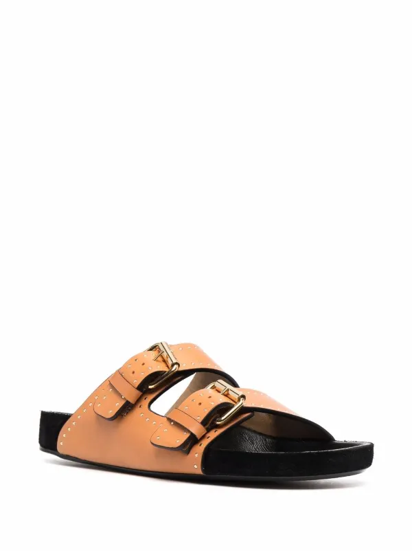 サンダル・ミュール ISABEL MARANT LENNYO SMOOTH LEATHER FLAT SANDALS ISABEL MARANT Lennyo Sandals | Blue | FARFETCH CA