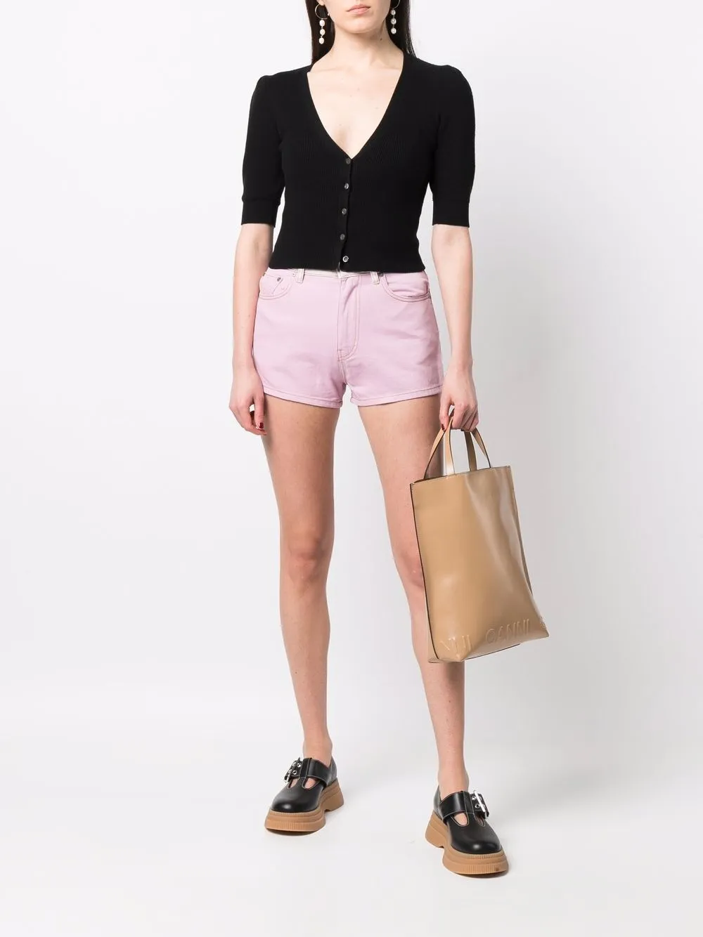 GANNI Denim shorts - Roze