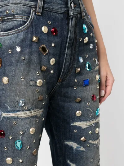 \u0026 Gabbana distressed embellished jeans 