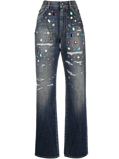 Dolce & Gabbana distressed embellished jeans blue | MODES Dolce & Gabbana distressed embellished jeans blue | MODES