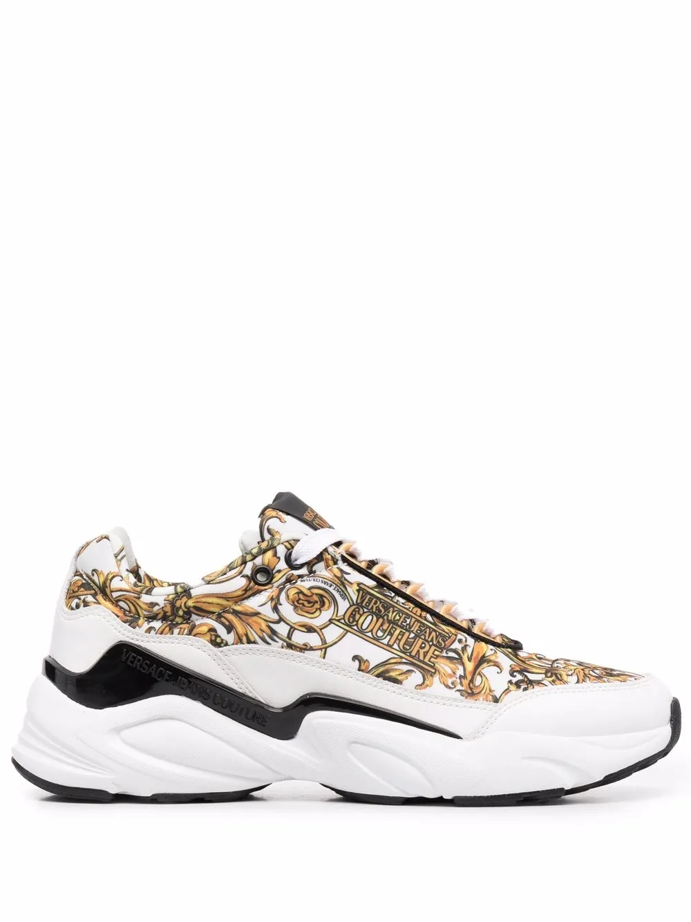 

Versace Jeans Couture tenis con logo y estampado Barocco - Blanco