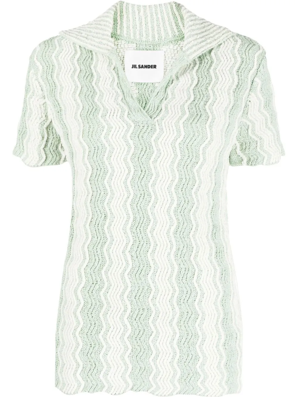 

Jil Sander zigzag knitted polo top - White