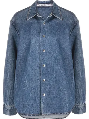 Blu Farfetch Abbigliamento Camicie Camicie denim Giacca denim con abbottonatura frontale 