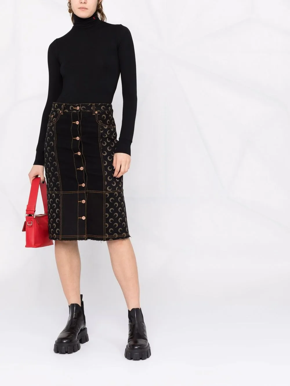 Marine Serre Rok met print - Zwart