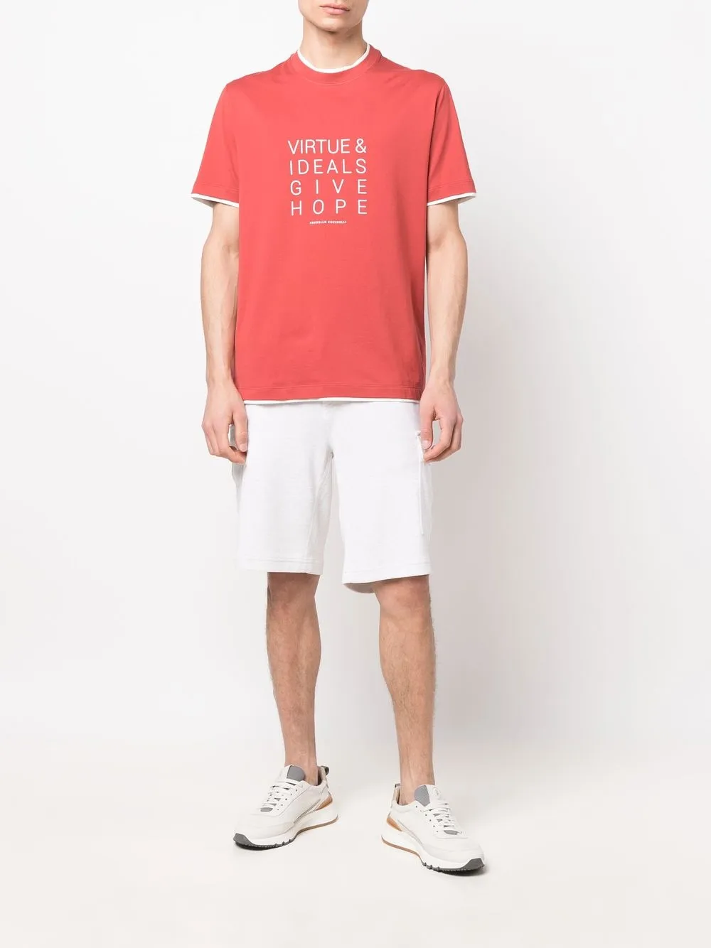 Brunello Cucinelli T-shirt met tekst - Rood