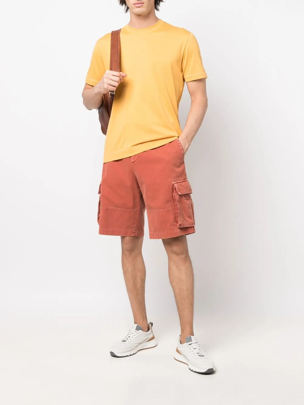  Brunello Cucinelli T Shirt Mit Rundem Ausschnitt   Orange 