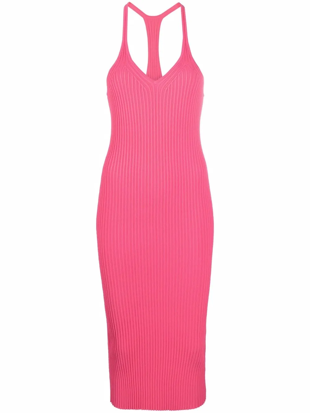 

Helmut Lang vestido de canalé midi - Rosado