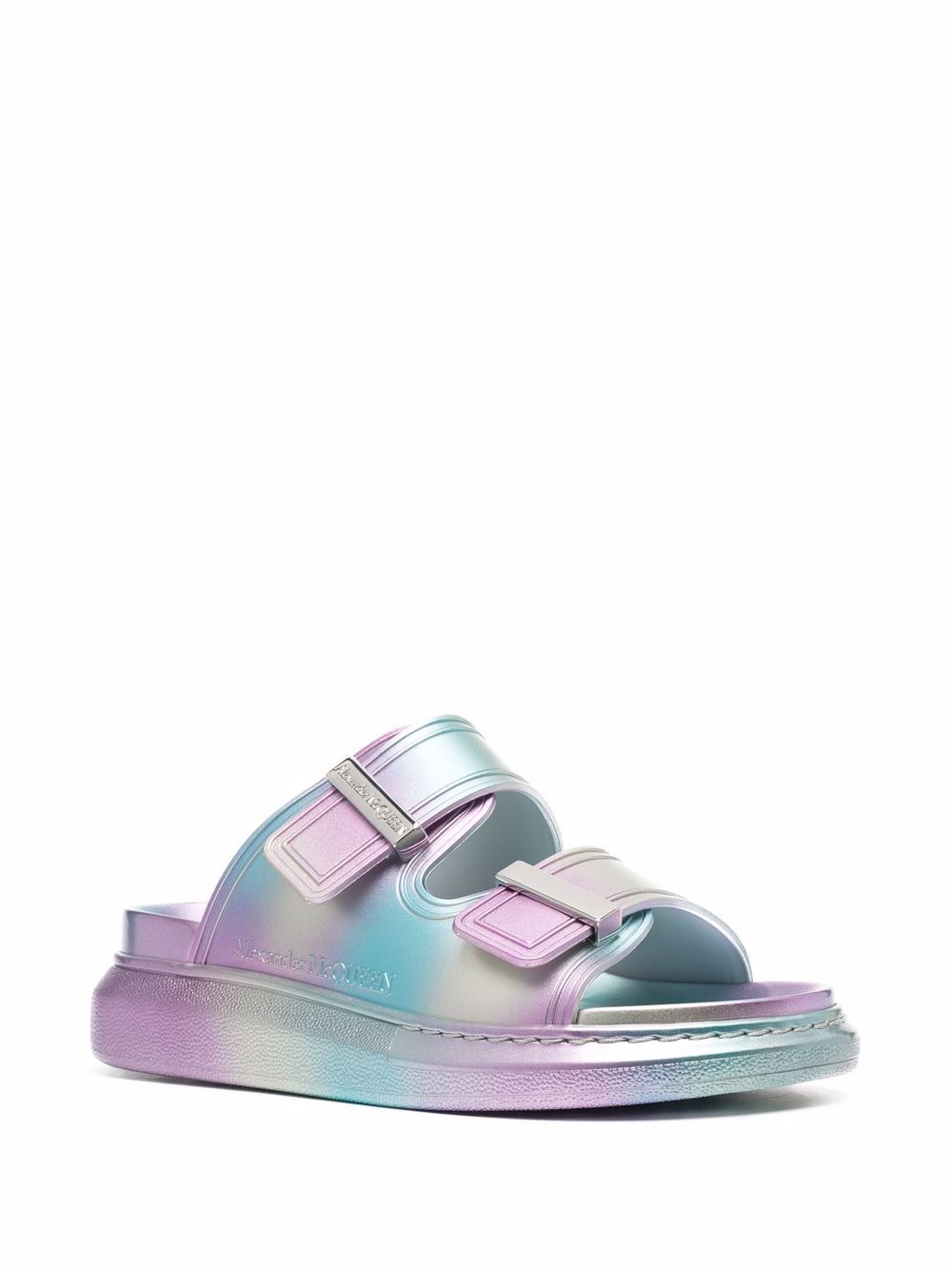 Alexander McQueen Hybrid Holographic Buckle Sandals - Farfetch