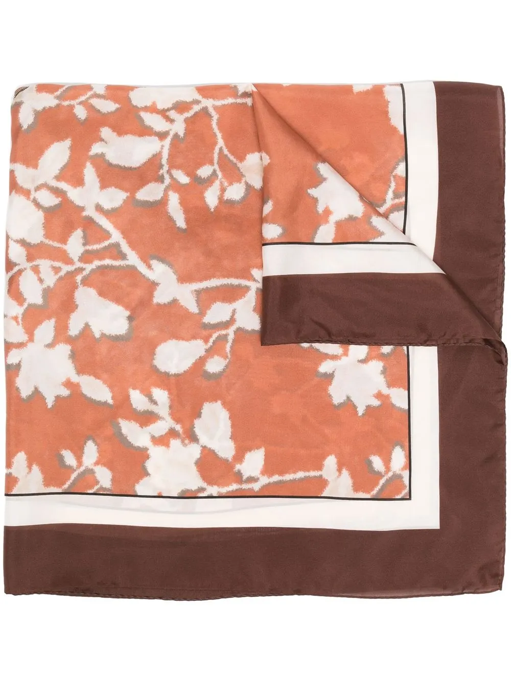 

Brunello Cucinelli botanical-print silk scarf - Orange