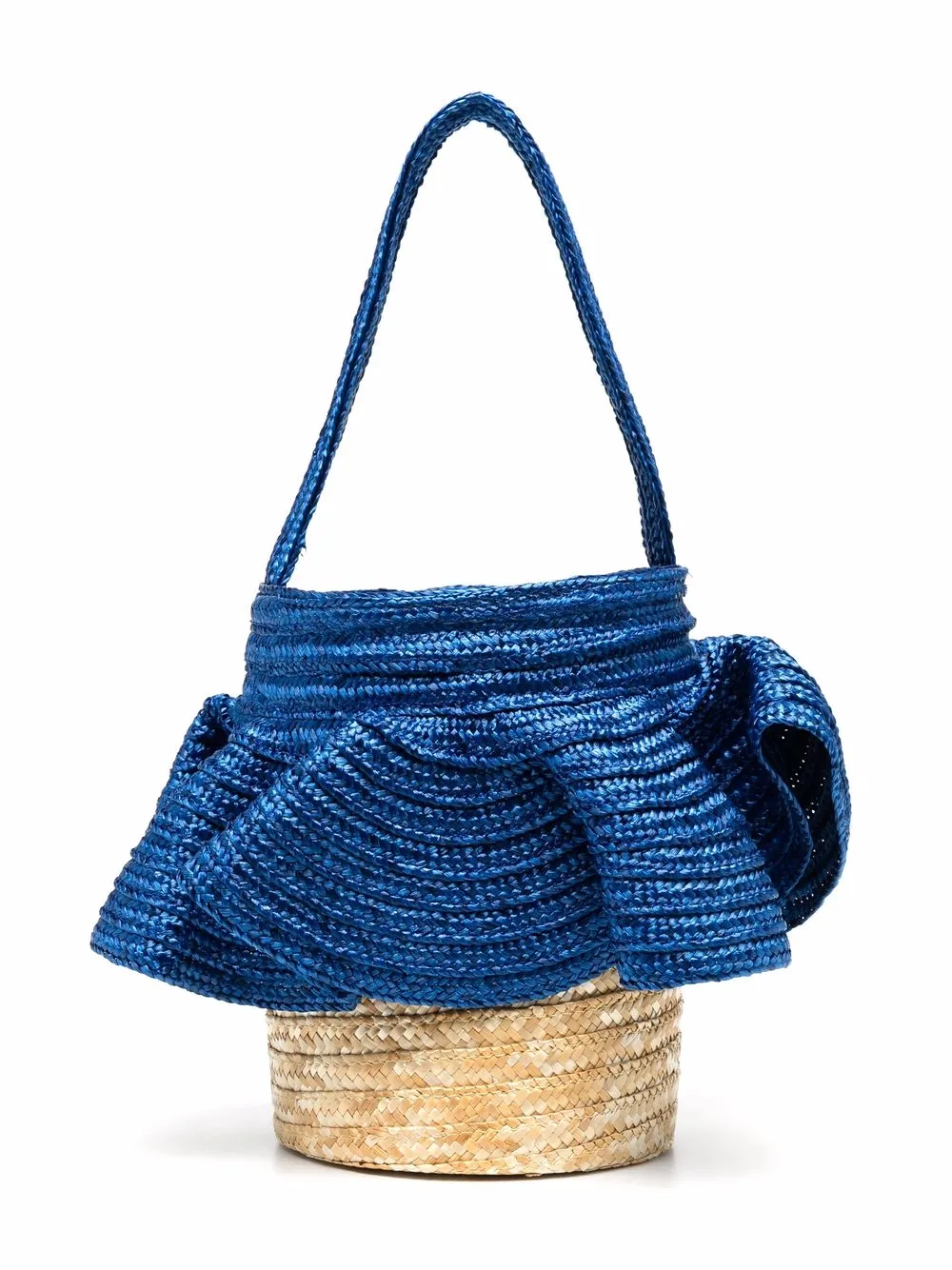 

Piccola Ludo bolsa bucket entretejida con diseño de dos tonos - Azul