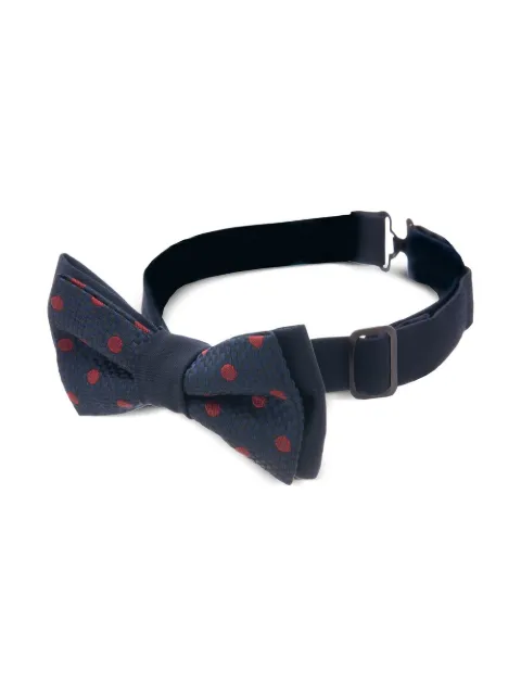 Moustache polka dot embroidered bow tie