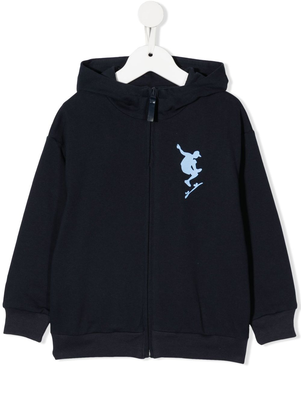 Il Gufo Kids' Graphic-print Zip-up Hoodie In Blue