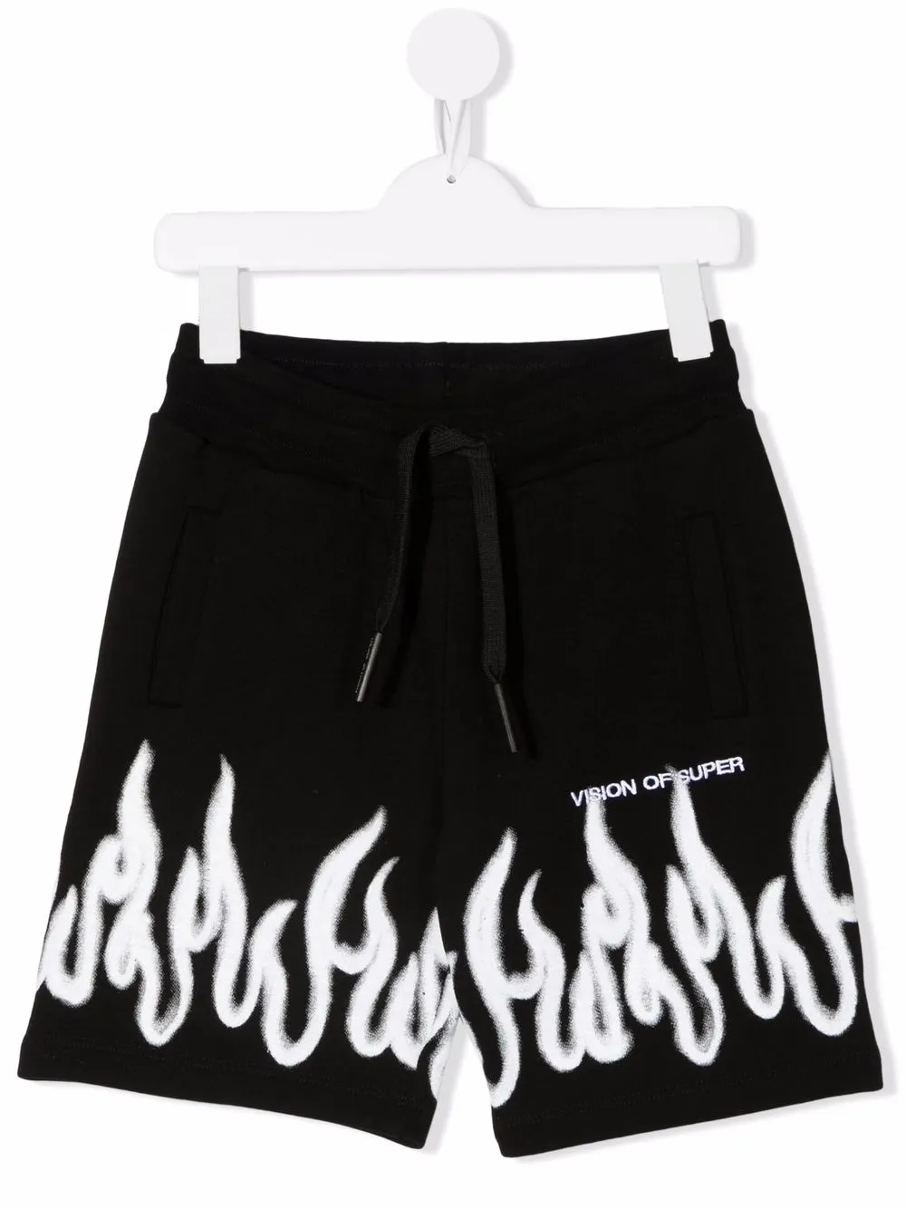 

Vision Of Super Kids flame-print track shorts - Black