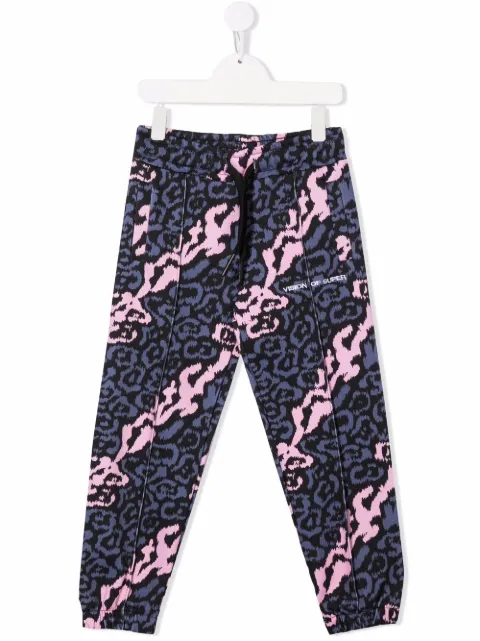 Vision Of Super Kids leopard-print track pants