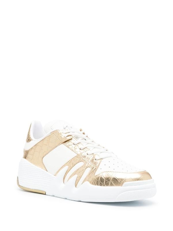 metallic-effect lace-up sneakers