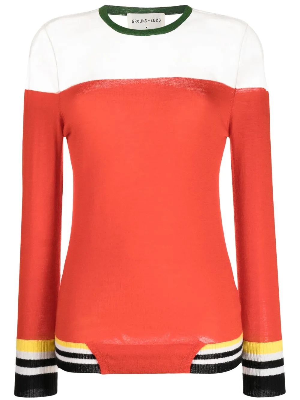 

Ground Zero sheer-panel fine-knit top - Red