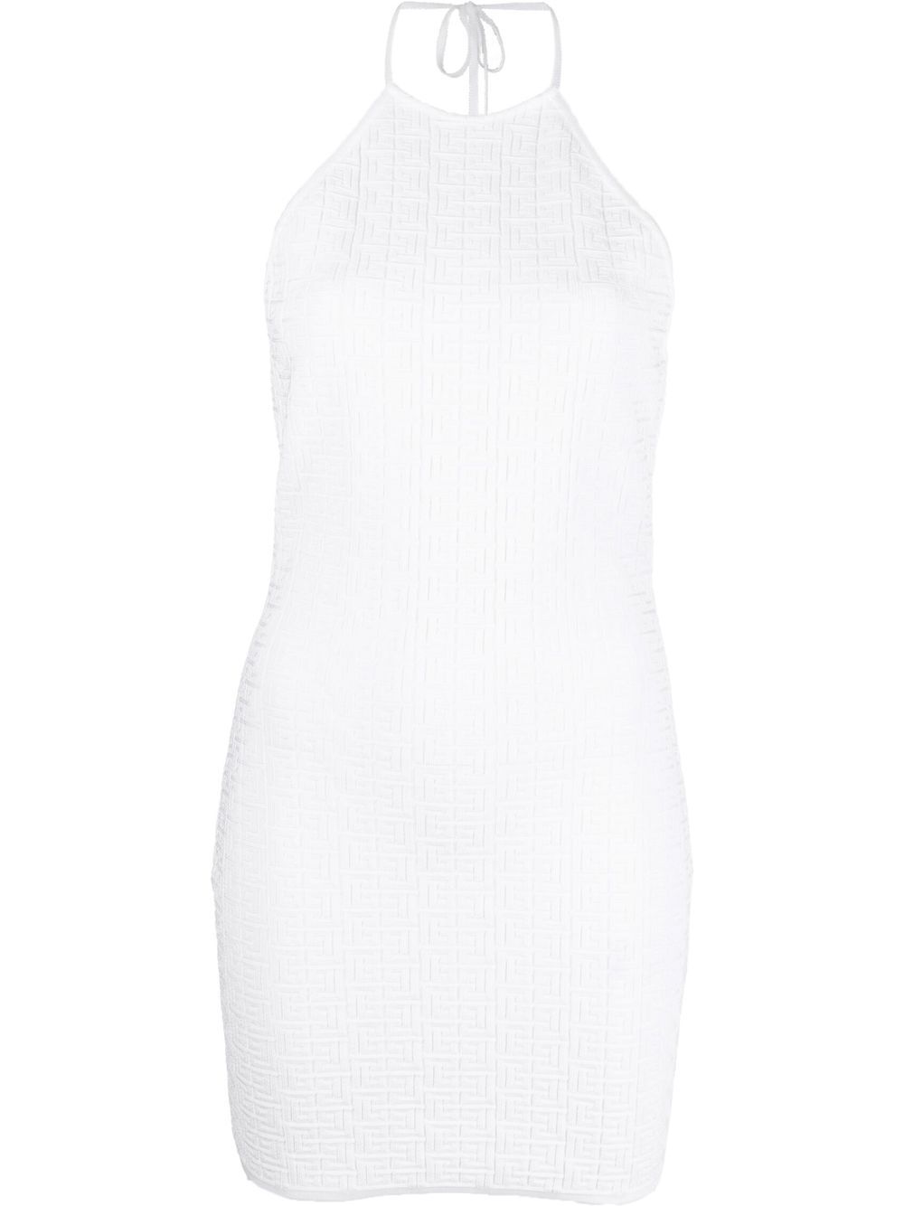 

Balmain textured-knit monogram minidress - White